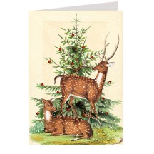 Deer with Christmas Tree Christmas Card ~ England